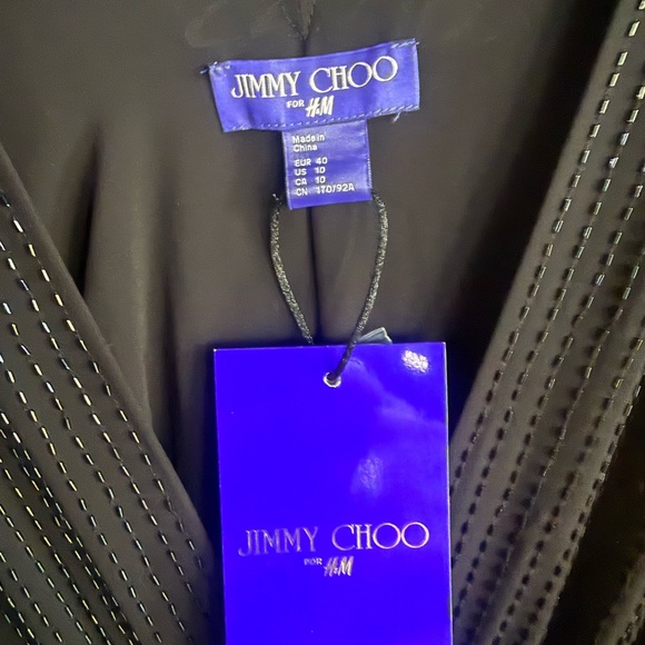 ✨ JIMMY CHOO for H&M Black Beaded Plunge Dress — NWT ✨ - Picture 2 of 8